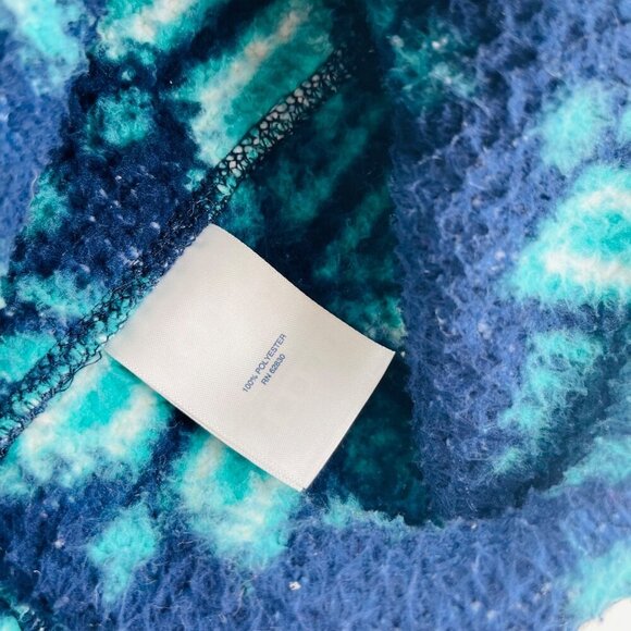 Lands End Womens Fleece Jacket L/P Snowflake Pattern Blue & Teal Full Zip - Picture 3 of 5